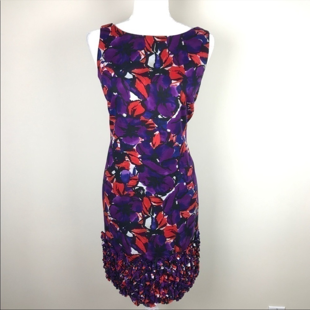 Taylor Floral Ruffled Hem Dress Sz 4 EUC